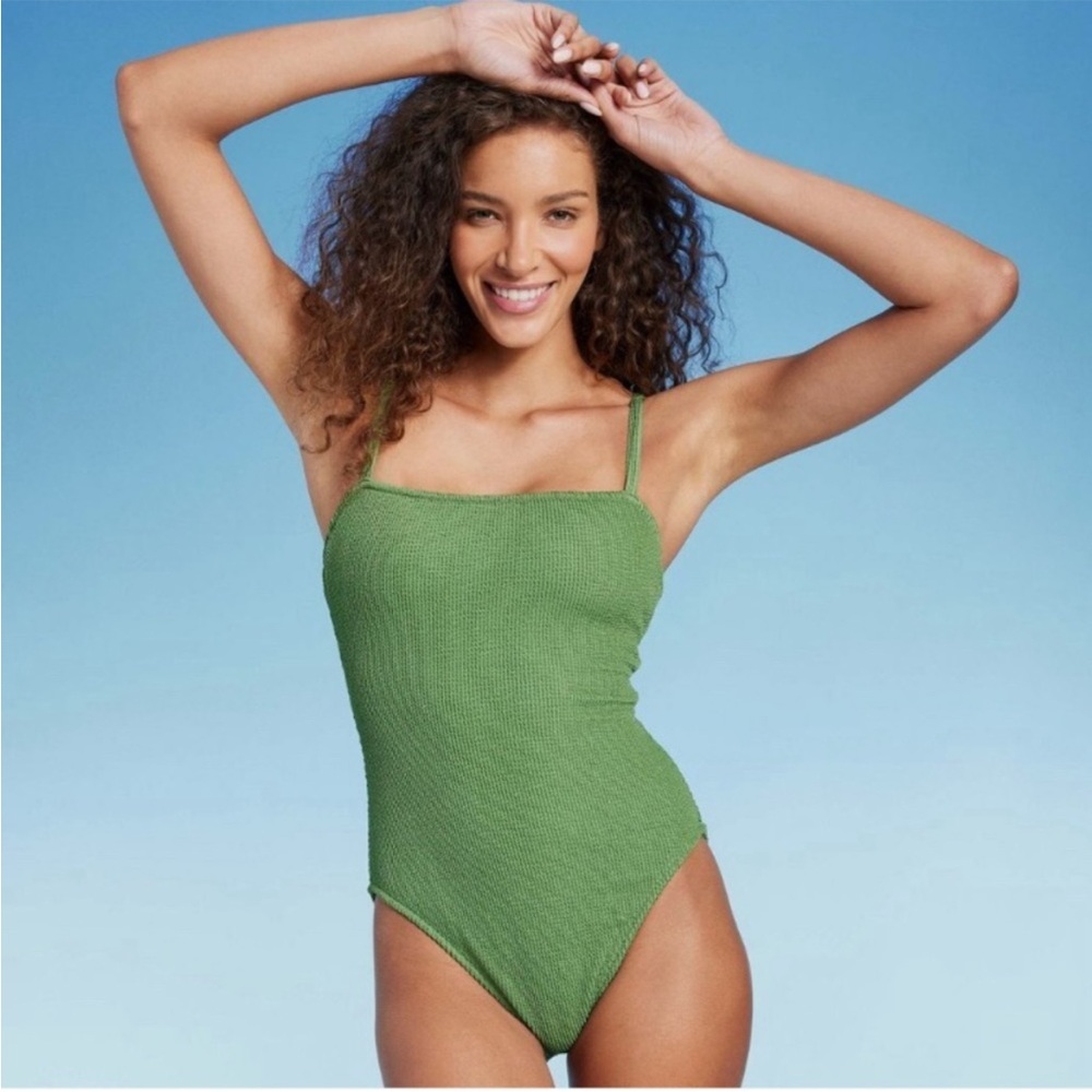 Target Green Pucker Textured One-Piece Swimsuit
